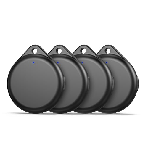 TECKNET Air Tracker Tag Schlüsselfinder, Smart Tag Kompatibel mit Apple Wo ist? APP (Nur iOS), Wiederaufladbar, Wasserdicht, Bluetooth Key Finder für Gepäck/Taschen/Key/Haustier(4er Pack)