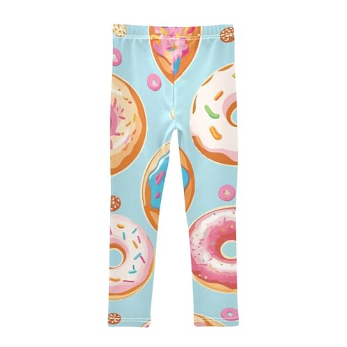 Colorful Donut Pattern Girls Leggings,Workout Leggings for Girls Toddler Athletic Leggings Size for 3-10T2