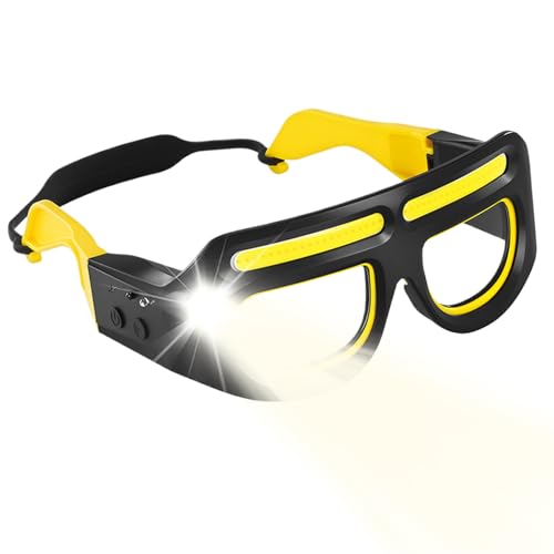 Gafas de linterna frontal recargables - LED con sensor de movimiento, control táctil de 5 modos, USB-C, 350-500 | Linterna frontal multifuncional para correr al aire libre, ciclismo, l