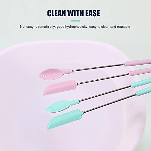 Mini Silicone Telescopic Spatula And Scooping Spoon, Heat-Resistant Household Cooking Silicone Spatula Set, Handle Size Adjustable, Makeup Spatula, For Jar, Kitchen Bottles, Cosmetics #TOP4