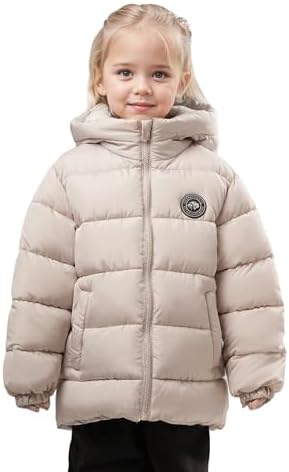 SOLOCOTE Kleinkind Mädchen Wintermantel wasserabweisend Faux Daunen Füllung Kapuze Fleece gefüttert kleine Kinder Puffy Jacken