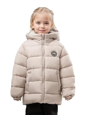 SOLOCOTE Abrigo de invierno para niñas impermeable relleno sintético forro polar capucha chaqueta acolchada Beis 7 años | Ya disponible en tu tienda friki favorita! En mundofriki.es!