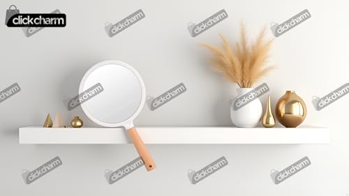 Image of Compact Travel Handheld Mirror with Comfy Handle for Makeup - Small Wood Hand Mirror, Single-Sided Reflection Hanging Hole- (Pack of - 1)