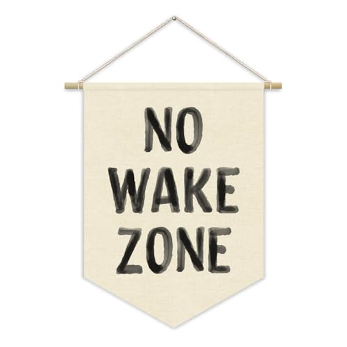 No Wake Zone Surf Nursery Playroom Decor Canvas Banner,Coastal Baby Room Decor,Beach Nursery Decorations,Lake House Nautical Wall Hanging Pennant Flag Canvas Banner 15x11in