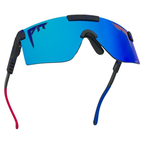 Pit Viper Sunglasses I The Original 2.0 I Regular Fit I HDPV Polarized Lens, Indestructible Frame I Turbo Adjustable for Perfect Fit I Micro Fiber Bag & Retainer Straps I Blue Lens, Red Frame