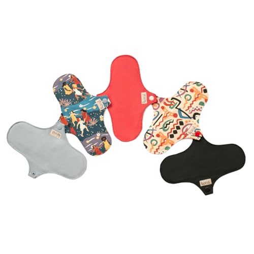 Korui Kit Normais: 5 Absorventes Menstruais Reutilizáveis, Tamanho Normal, Linha Conforto Seco