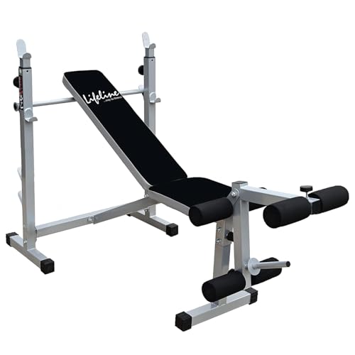 Lifeline LB 305 Bench Press for Home Gym, Adjustable Bench with Leg Curl | Adjustable Gym Bench for Home, Incline Flat Decline Positions, Exercise Ben