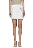Koroshi Falda Corta Denim con Detalles Florales Color Blanco para Mujer, de Color Blanco, Talla 42