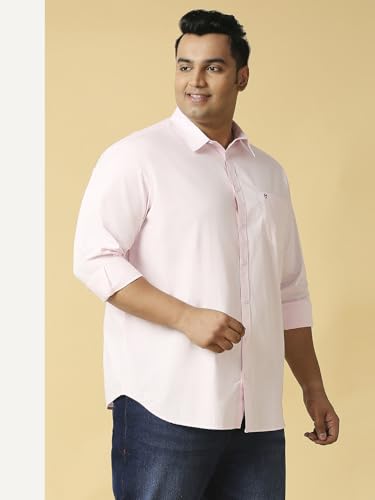 Image of Thomas Scott Men's Plus Size Cotton Casual Shirt | Regular Fit | Long Sleeves | Spread Collar | Solid | Soft & Breathable | Everyday Comfort Shirt for Men