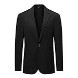 Allthemen Herren Sakko Leinen Leicht Blazer Sportlich Modern Leinenjacke Regular Fit Anzugjacke Business Hochzeit Schwarz XL