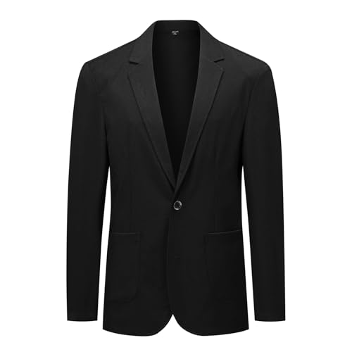 Allthemen Mens 2 Button Linen Blazer Casual Lightweight Coat Solid Color Suit Jacket Regular Fit Black M