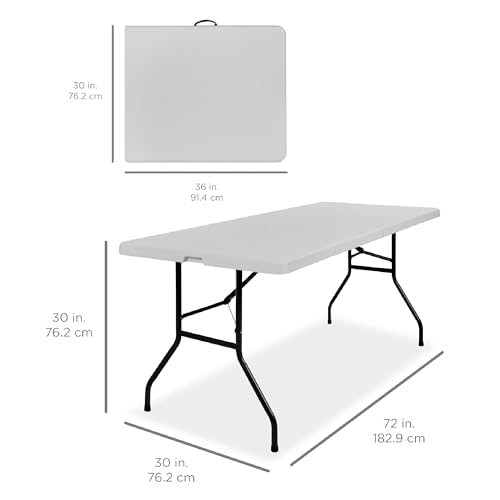 Image of Best Choice Products 6ft Plastic Folding Table, Indoor Outdoor Heavy Duty Portable w /Handle, Lock for Picnic, Party, Camping - Light Gray