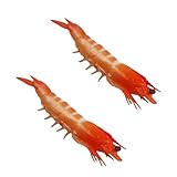 GOUDOGEDC 2Pcs Red Fake Shrimp Model Artificial Shrimps Figures Realistic Seafoods Decorations Realistic Fake Prawns Photo Props Home Decor Realistic Prawns, Artificial Fruits Home Décor