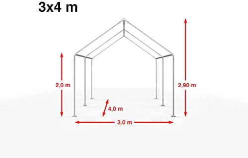 Diagram showing the dimensions of the 3x4 meter tent frame.