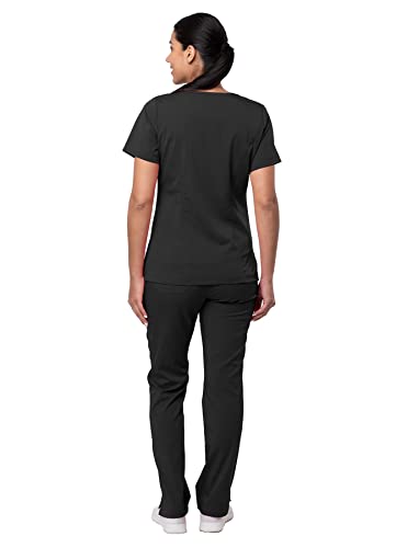 Adar Pro Breakthrough Plus Scrub Set For Women - Enhanced V-Neck Top & Multi Pocket Pants - 4400 - Black - S #TOP1