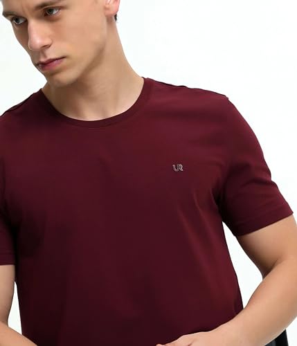 Image of TURMS Men's Casual Solid Round Neck T-Shirt, Odor Control, Stretchable & Breathable, Cotton Rich Fabric, Half Sleeve