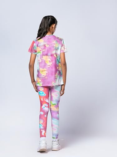 Image of Girl's Activewear Workout Set 2 Piece Athletic Sets Dry Fit Printed Tees And Leggings Yoga Running Dance 4-14Y