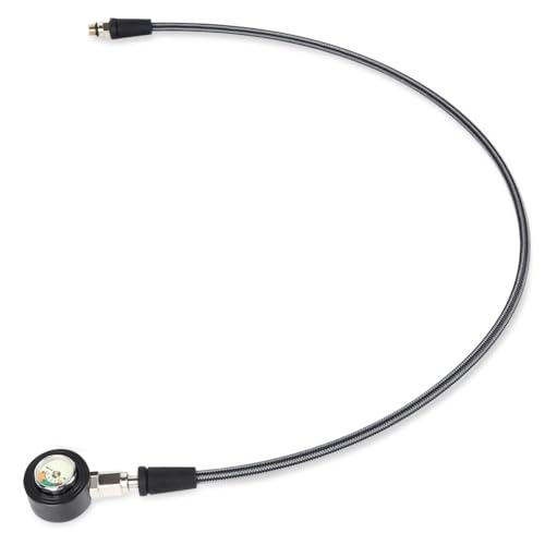 Violiica Medidor de presión de buceo con manguera tejida de fibra de carbono, rosca 7/16-20UNF, esfera luminosa, presión máxima de 300 bares, color negro