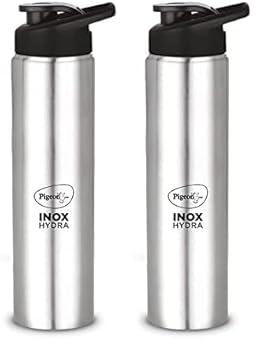 Pigeon Stainless Steel Inox Hydra 750 Drinking Water Bottle 700 ml - Silver (Pack of 2)
