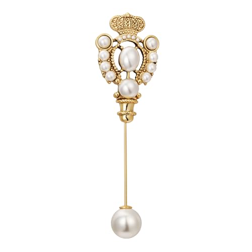 Image of SHE'S FREE STYLE JUST FOR YOU [Versailles Dream] Vintage crown flower brooches and pins for women, Pearl brooch pins Metal Plating Process safety pins Baroque Style jewelry pins and brooches