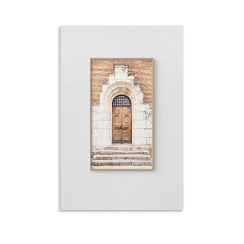 XYSWDD Stampa su tela marrone con vista sulla città, motivo paesaggio sulla porta, decorazione artistica da parete, per casa, bar, ristorante, garage, caffetteria, idea regalo, 40 x 60 cm