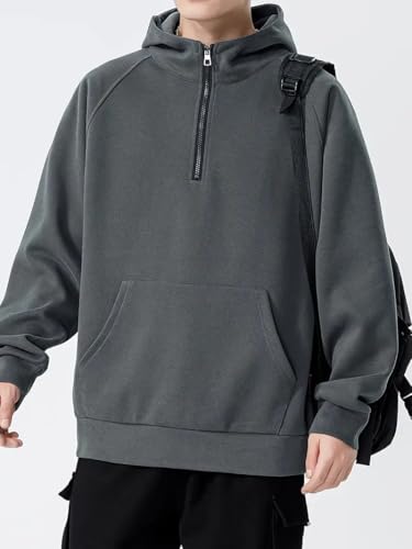 Image of Trillion Half Zipper Hooded Sweatshirt for Men (Regular Fit | Polyester Blend)