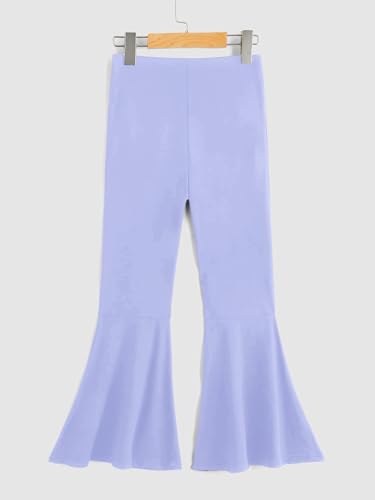 Image of WDIRARA Girl's Flare Pants High Waisted Elastic Waist Bell Bottom Casual Pants