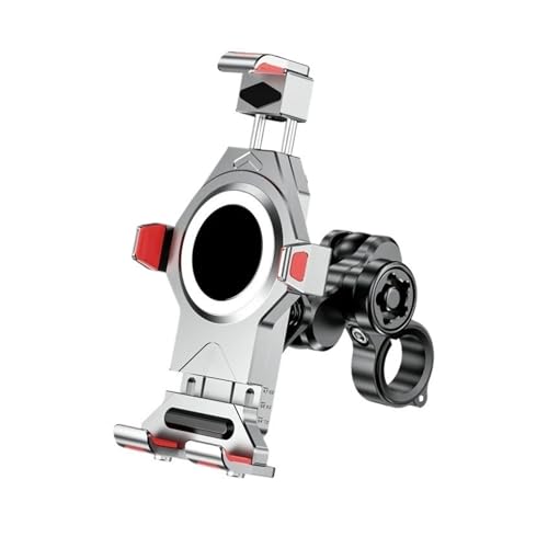 MEUIXT Supporto for telefono da moto con smorzatore di vibrazioni Supporto for manubrio in lega di alluminio regolabile anti-vibrazione compatibile con smartphone da 4,7''-7,2''(M23-C1-SR)