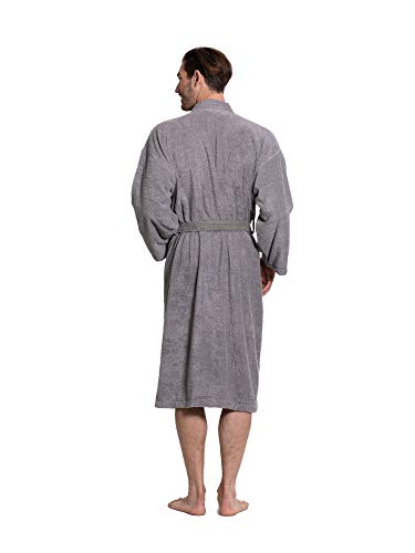 Turkuoise Men's 100% Cotton Turkish Terry Cloth Kimono Collar Soft And Absorbent Bathrobes #TOP4