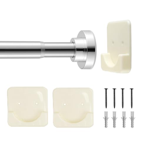 VEVOR Shower Curtain Rod, 28-76 Inches, 1 Inch Diameter Adjustable Spring Tension Stainless Steel Telescoping Rod with Holders, No Drilling Non-Slip for Bathroom, Closet, Window, Room Divider, Silver by VEVOR - Used condition - US$13.94
