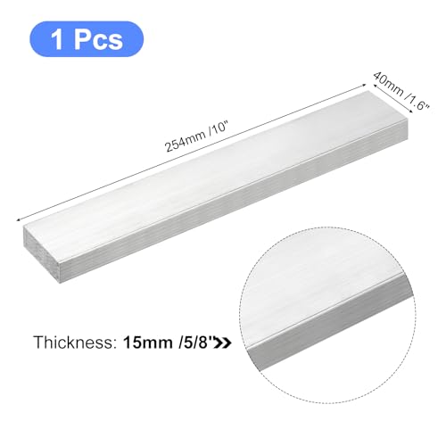 Image of uxcell Square Aluminum Flat Bar, 5 /8 inch Thick 1.6 inch Width 10 inch Length Square Aluminum Bar 6061 Aluminum Flat Plate, 16 x 40 x 254mm T6511 Solid New Mill Stock for Industrial Building