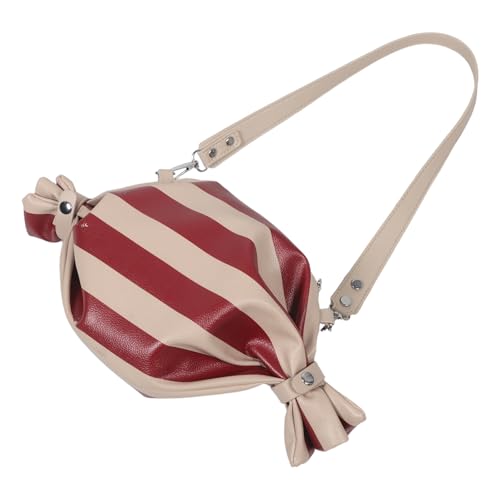 Sacoche bandoulière bonbon rayé rouge beige KOMBIUDA pochette portefeuille femme