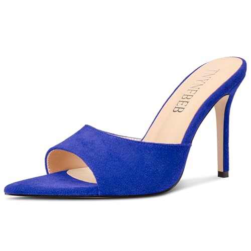 Image of TNYNFBEB Womens Stiletto High Heel Pointed Open Toe Sandals Mules Shoes Slingback Slip-on Prom Party Dress Summer 3.9 Inches Heels