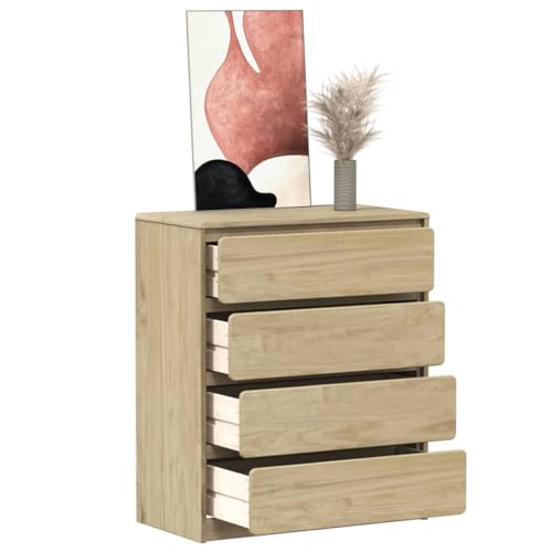 Vetnasa Cajonera SAUDA Madera Maciza de Pino Color Roble 76,5x39x91 cm Mobiliario, Armarios y Almacenamiento, Cajoneras Marrón 28 KG