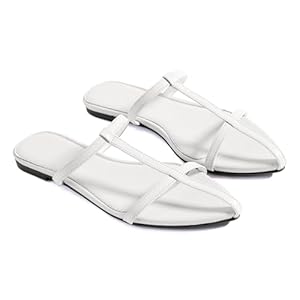 Mtzyoa Women Flat Sandals Pointed Toe Ladies Summer Dressy Casual Vacation Bohemian Cute Leather Beach Comfy Slip On Slides