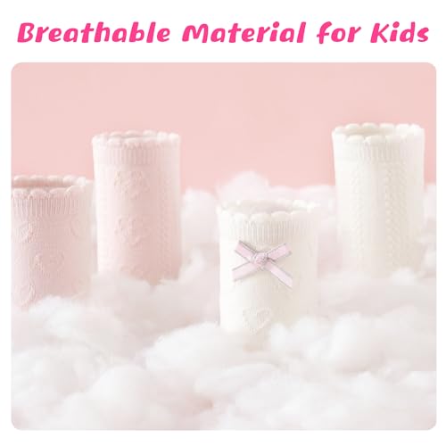 BISOUSOX Ruffle Socks for Girls Socks 6-8 Years Old White Cute Crew Frilly Ruffled Kids School Dress Sock for Girls 8-10 12 — view 3