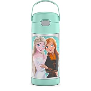 THERMOS FUNTAINER 12 Ounce Stainless Steel Vacuum Insulated Kids Straw Bottle, Frozen 2