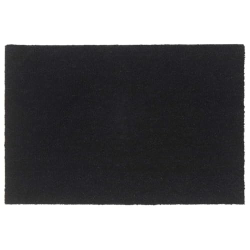 Fisinber Felpudo de 60 x 90 cm, de fibra de coco, color negro, para entrada, antideslizante, con parte inferior de PVC, 16 mm de grosor, para interior y exterior