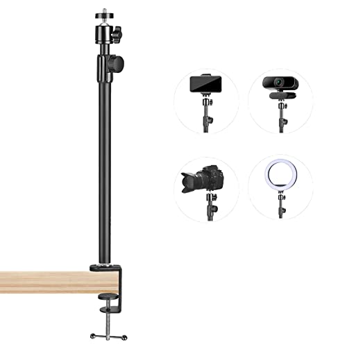 Selection DSLR Kamera Tischstativ Lichtstativ mit 1/4' Kugelkopf, Tisch Halterung mit Desktop Klemme und 360° drehbar Boom Arm für Mikrofon, Led Licht, Kamera, Ringlicht,Spiegellose Kamera