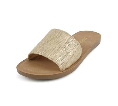 Image of Soda Shoes Efron-S Women Flip Flops Basic Plain Slippers Slip On Sandals Slides Casual Peep Toe Beach