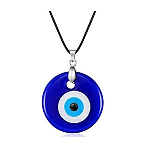 YWMAN Evil Eye Necklace - Blue Turkish Glass Leather Rope Choker - Protection Pendent Necklace Jewelry for Women