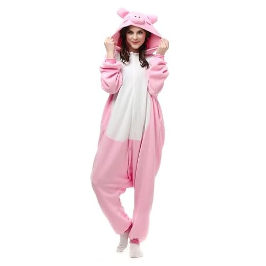 Adulte Unisexe Animal Costume Cosplay Combinaison Kigurumi Pyjamas Outfit Nuit Vêtements Onesie Halloween Costume Tenue,Rose,L