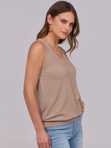 Image of ANRABESS Women Tank Tops Summer V Neck Sleeveless Casual Loose Fit Cute Cami Basic T Shirts Solid Tees 2026 Trendy Outfits