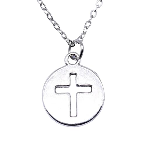 Collar de cruz para niñas y mujeres con cadena corta de estilo clásico de 15 mm