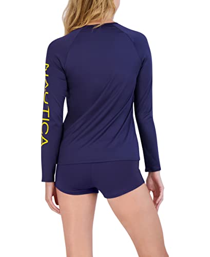 Image of Nautica Women's Long Sleeve Rashguard - Quick-Dry, UPF Protection, Swim Shirt, Pool, Beach, Hiking, Yoga, Volleyball