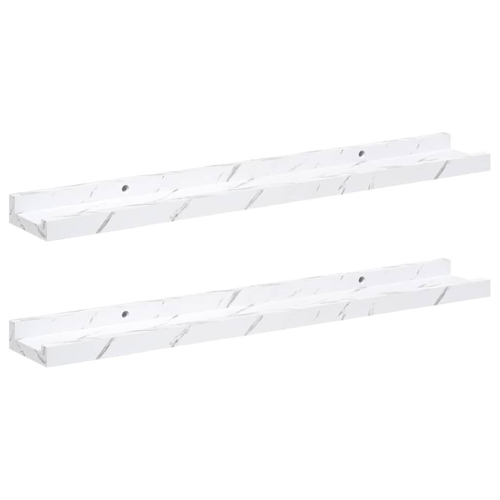 Étagère murale flottante marbre blanc Lot de 2 de 60 cm pour salon et bureau