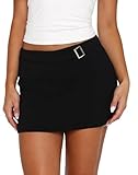 Hafailia Black Mini Skirt for Women with Shorts Underneath Dressy Casual Bodycon A-line Short Skirts Y2k Belted Skorts Trendy 2026 XL