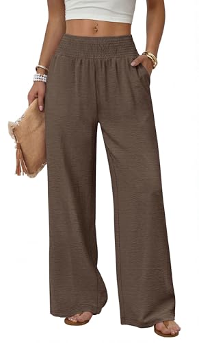 Sampeel Wide-Leg Linen Palazzo Pants (Coffee)