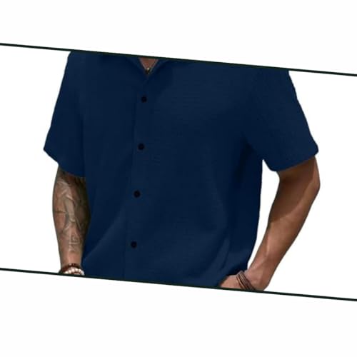 Image of COMBRAIDED Men's Slim Fit Half Sleeve Polycotton Casual Shirt - Solid Pattern, Hip Length