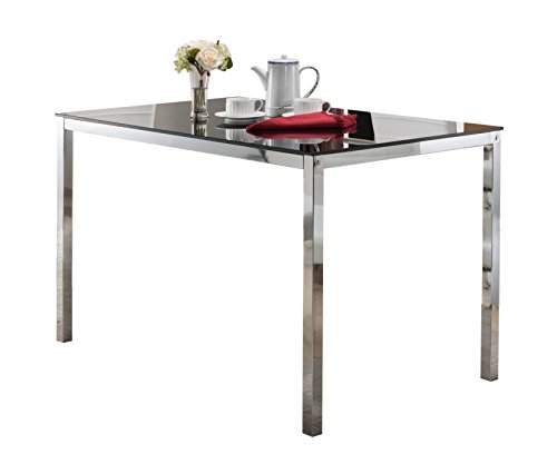 Kings Brand Furniture - Rectangle Modern Dining Table with Glass top, Chrome Base